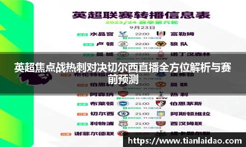 英超焦点战热刺对决切尔西直播全方位解析与赛前预测